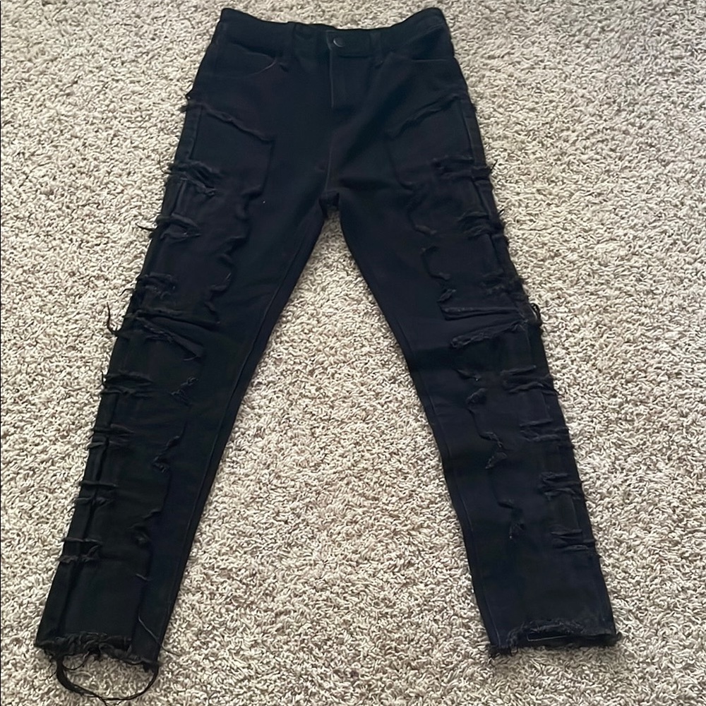 Black Distressed ripped Skinny Jeans